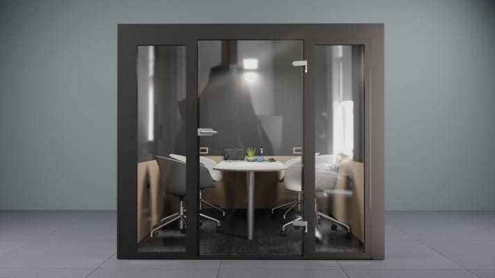 2.4m x 2.4m Glass Meeting Room - Standard - Black